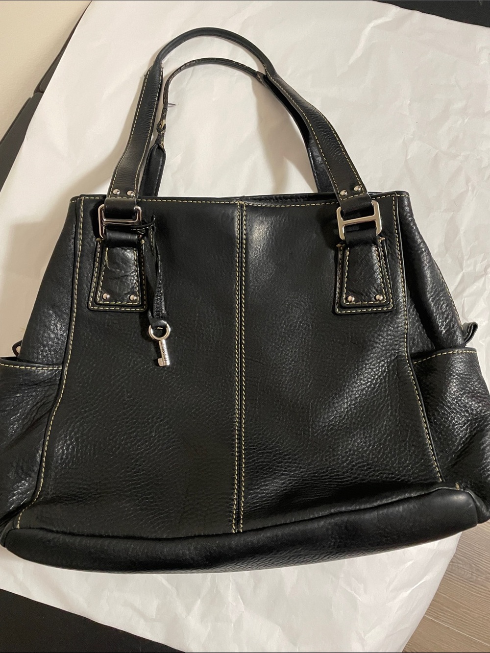Fossil Black Leather Bag with Contrast Stitching *Selling As Is